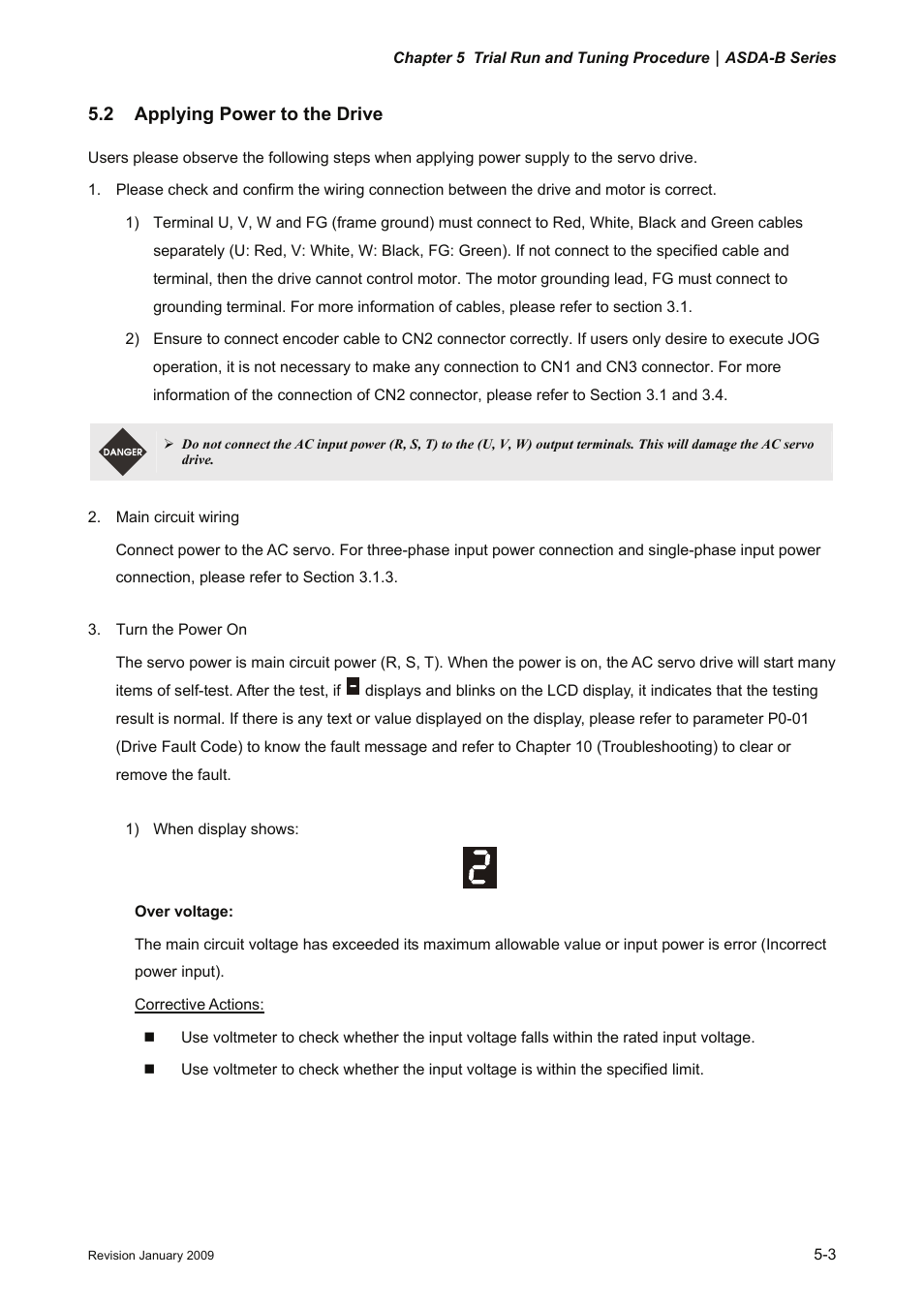 2 applying power to the drive, 2 applying, Power | To the drive -3 | Delta Electronics ASDA-B Series User Manual | Page 96 / 321