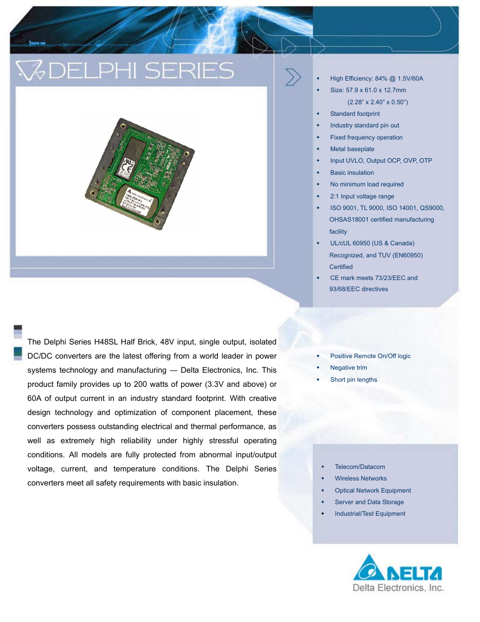 Delta Electronics H48SL User Manual | 14 pages