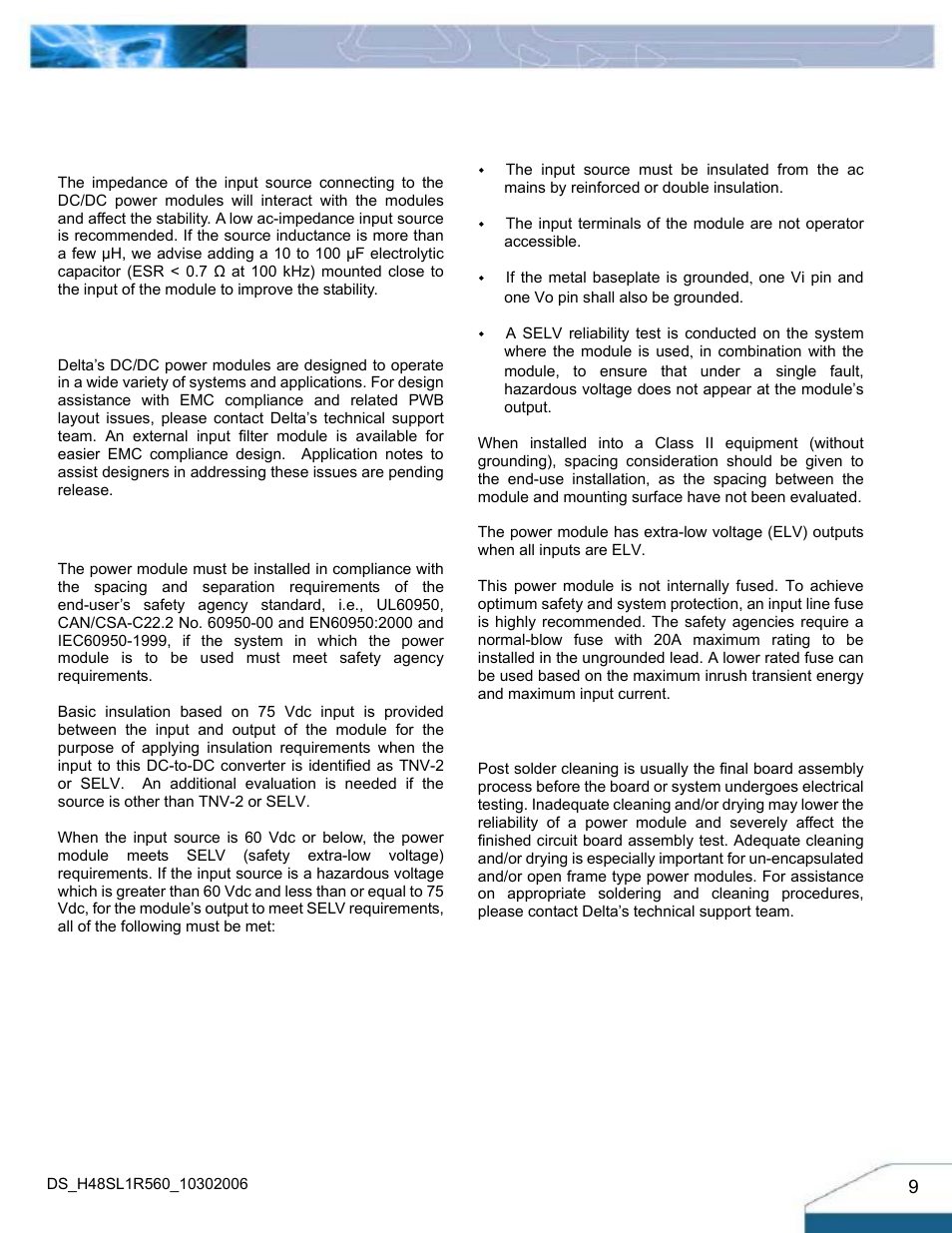 Design considerations | Delta Electronics H48SL User Manual | Page 9 / 14