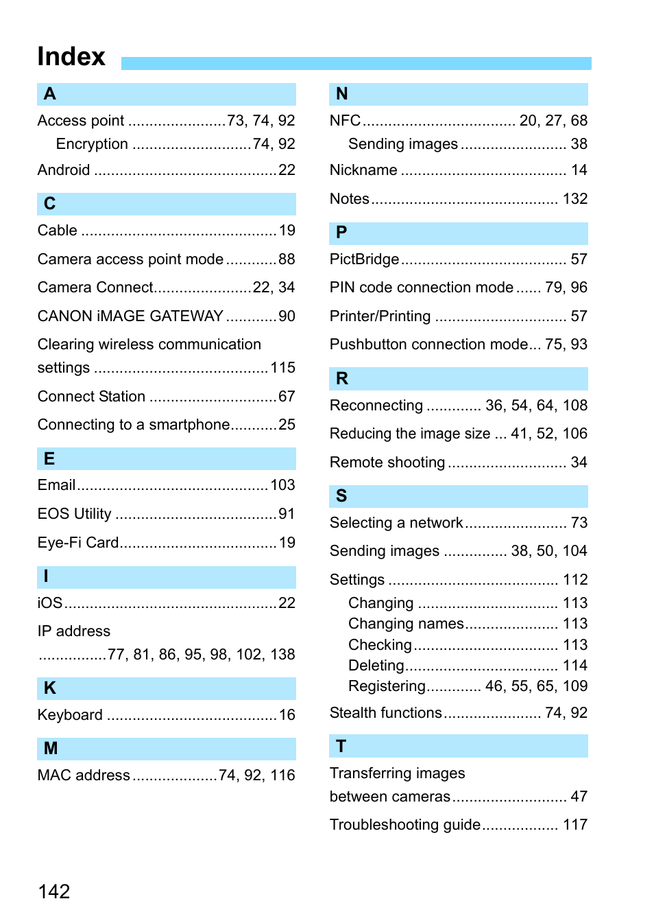 Index | Canon EOS 1300D User Manual | Page 142 / 144