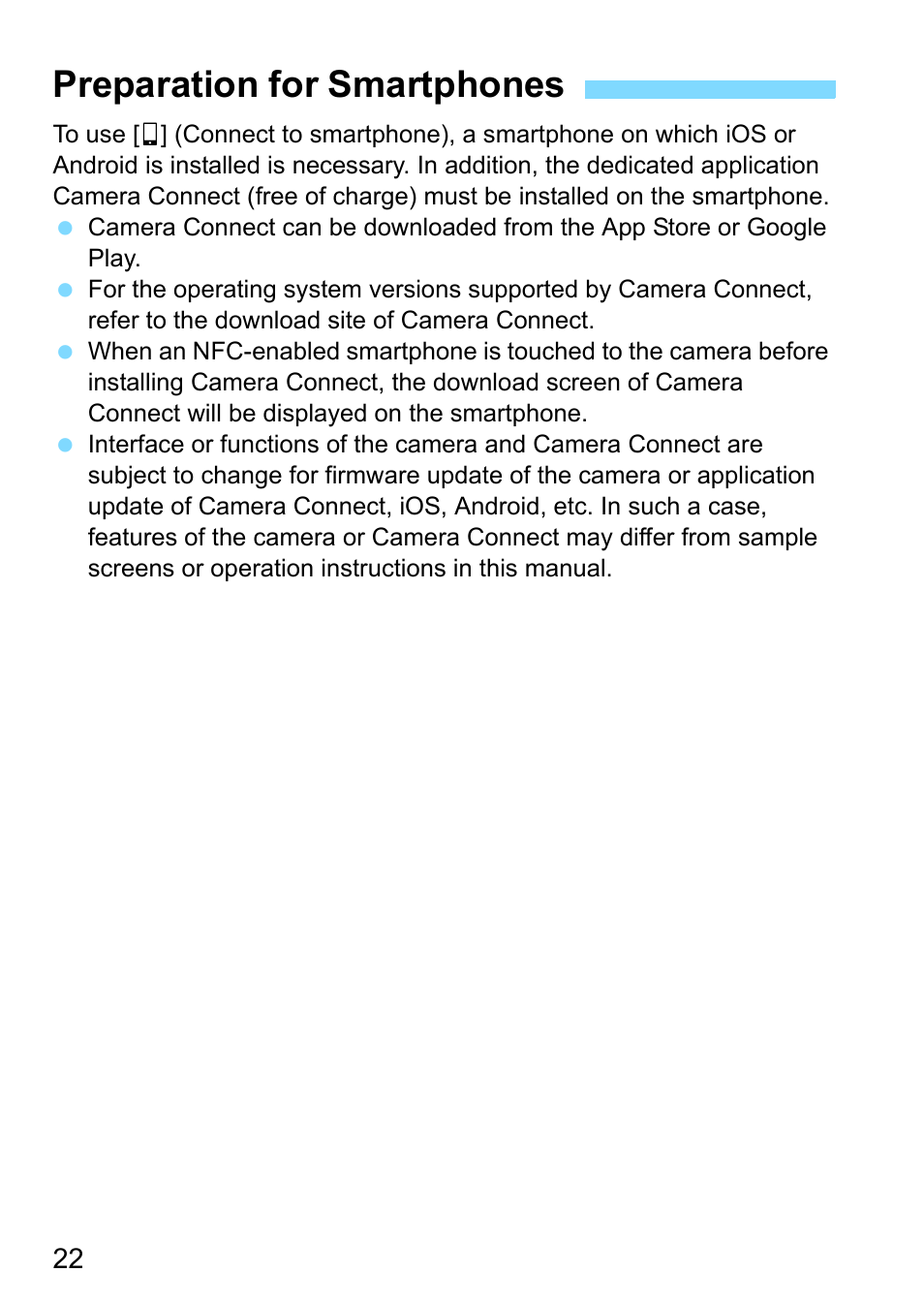 Preparation for smartphones, Ages 22 and 26 | Canon EOS 1300D User Manual | Page 22 / 144