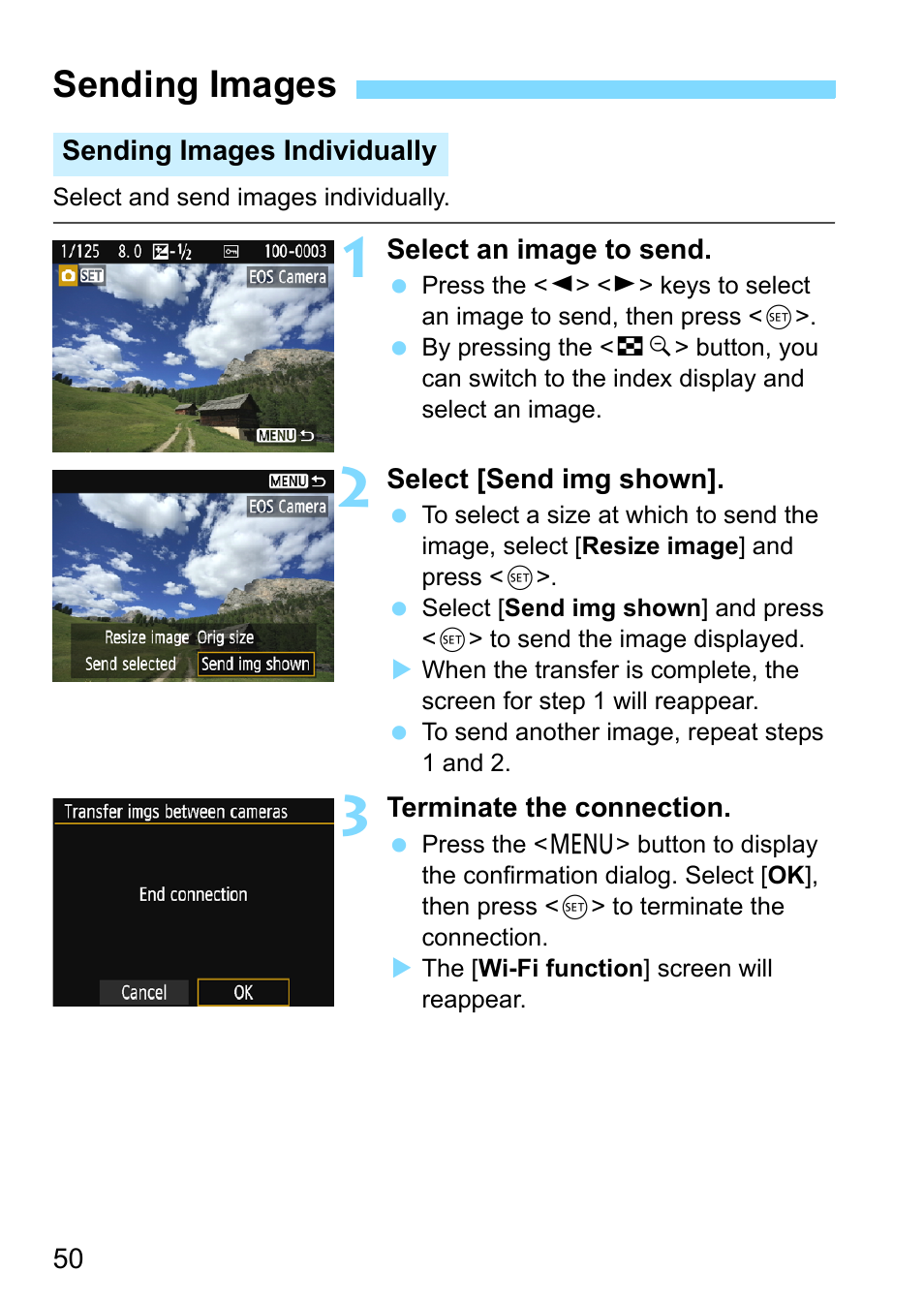 Sending images | Canon EOS 1300D User Manual | Page 50 / 144