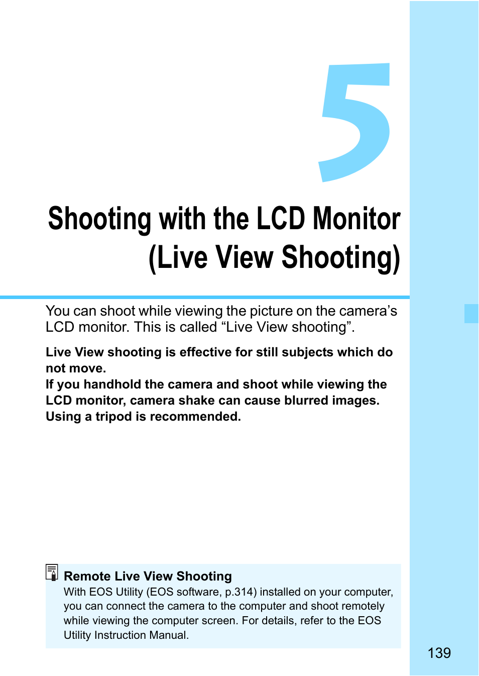 Shooting with the lcd monitor (live view shooting), P.139), P.139 | Canon EOS 1300D User Manual | Page 139 / 326