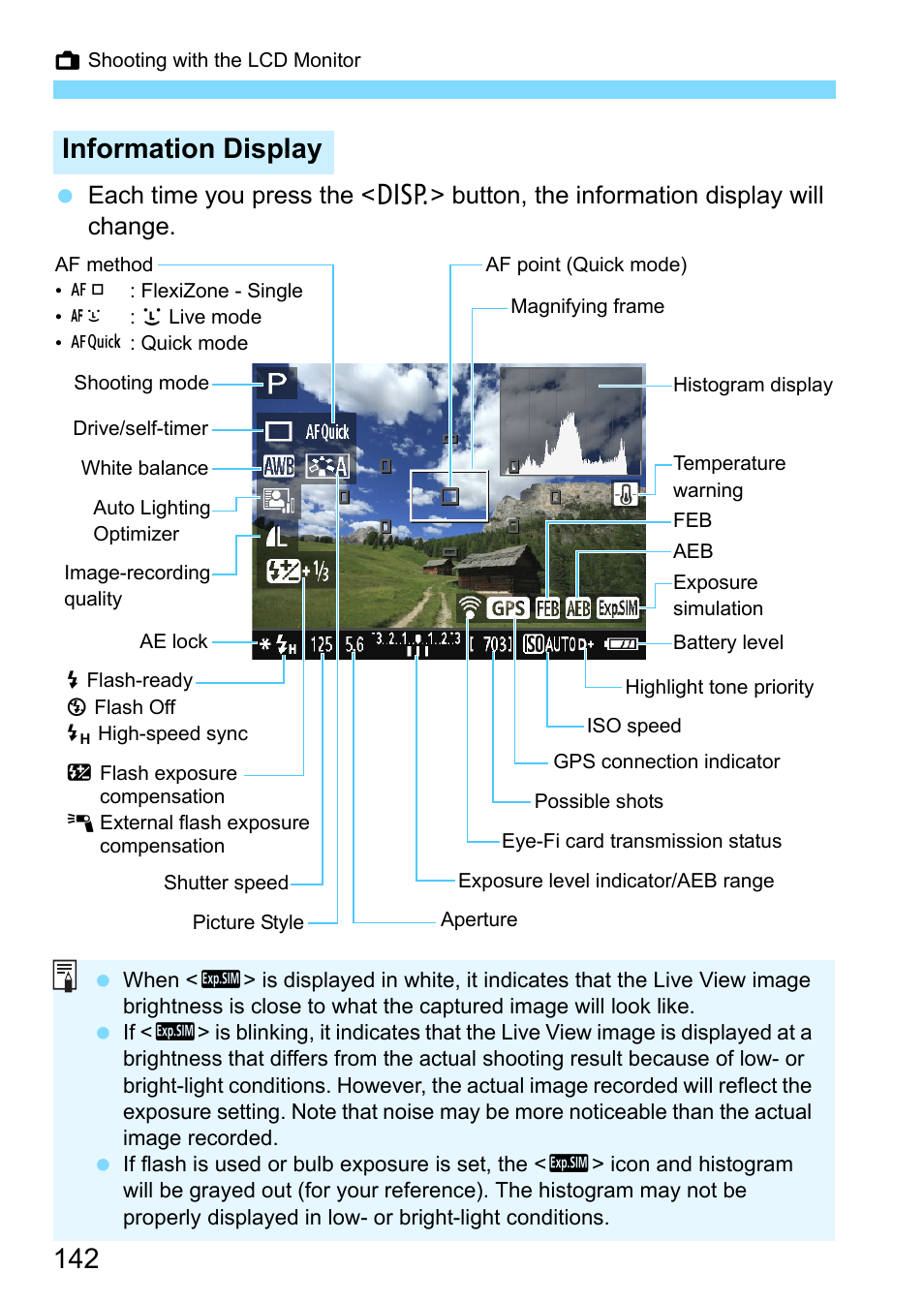 Information display | Canon EOS 1300D User Manual | Page 142 / 326