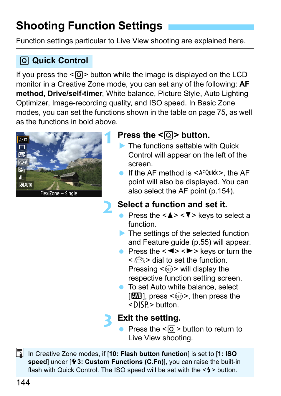 Shooting function settings | Canon EOS 1300D User Manual | Page 144 / 326