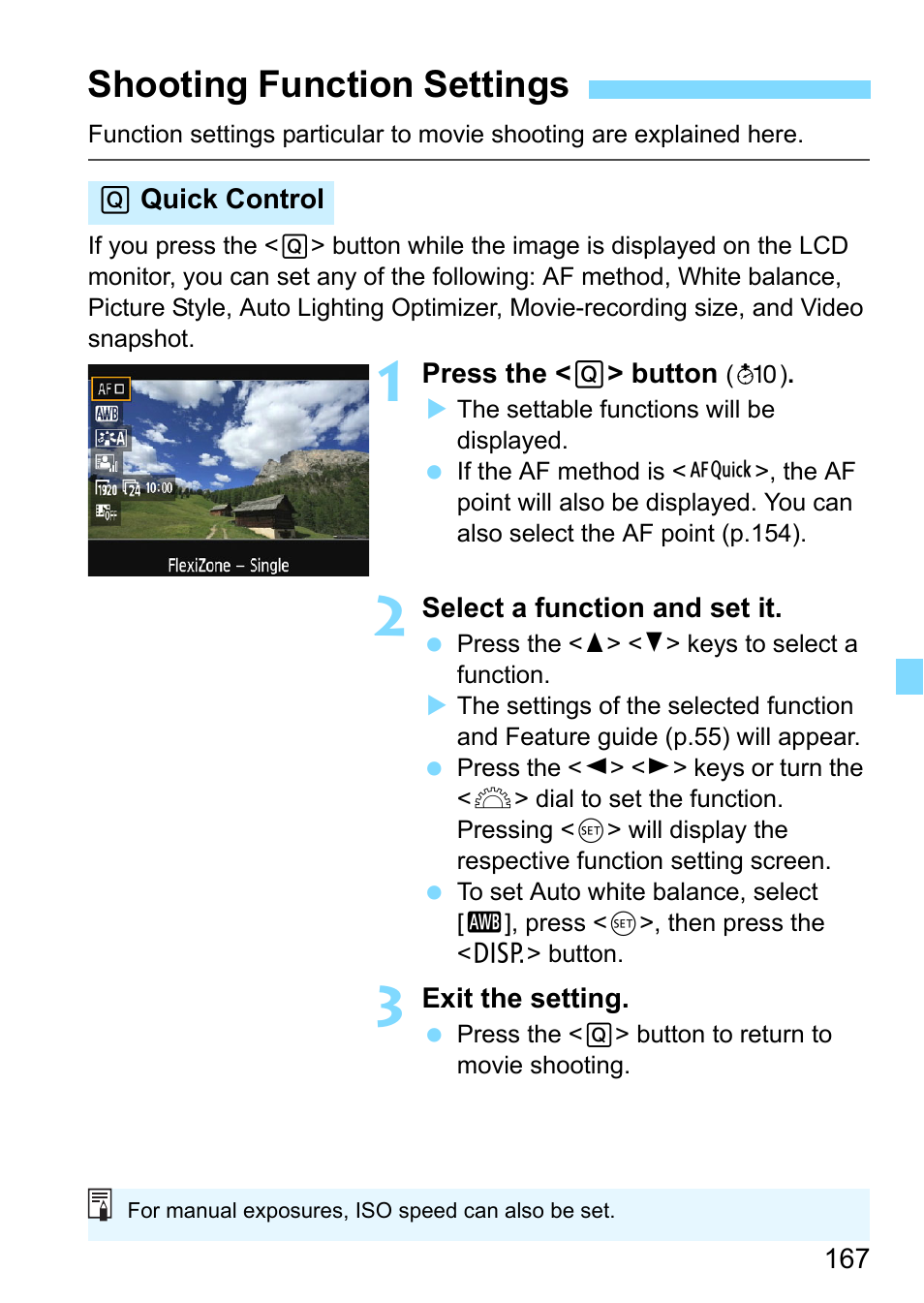 Shooting function settings | Canon EOS 1300D User Manual | Page 167 / 326