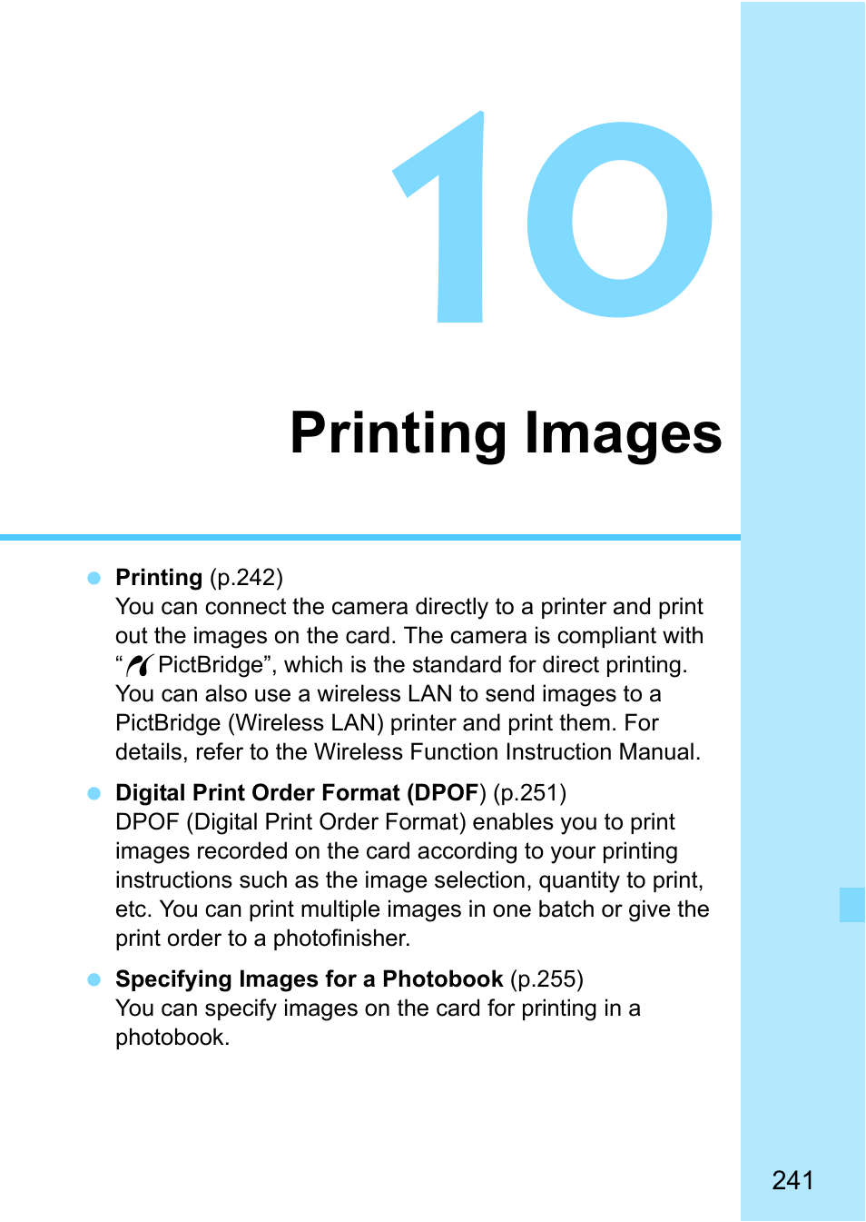 Printing images, P.241 | Canon EOS 1300D User Manual | Page 241 / 326
