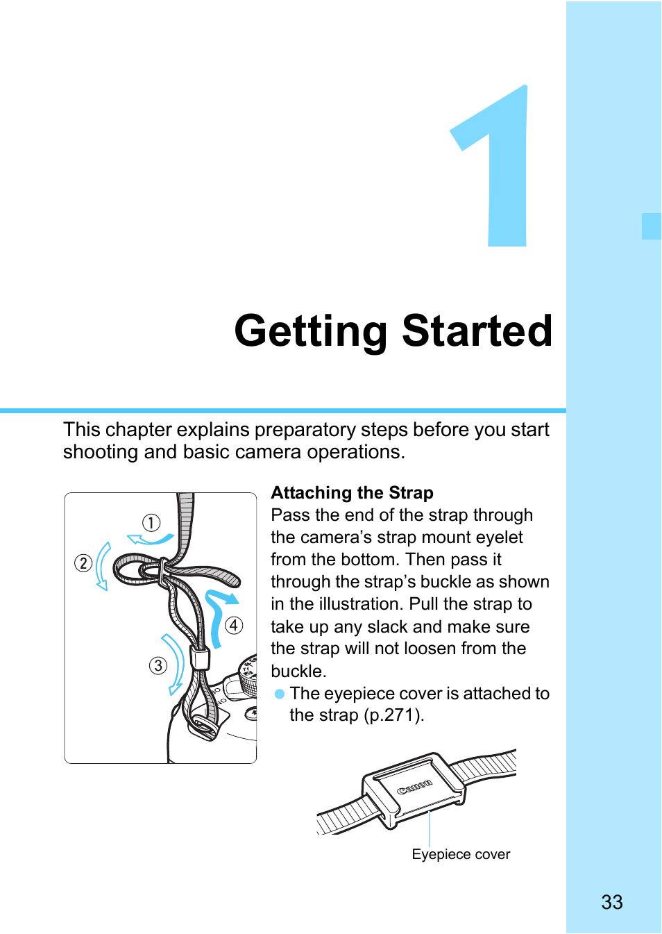 Getting started | Canon EOS 1300D User Manual | Page 33 / 326
