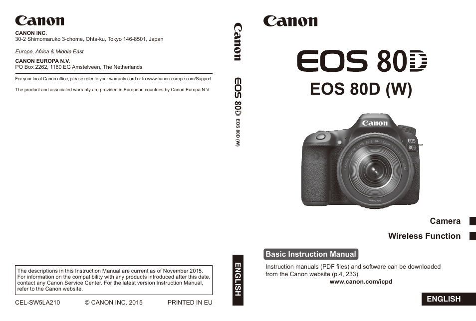 Canon EOS 80D User Manual | 308 pages