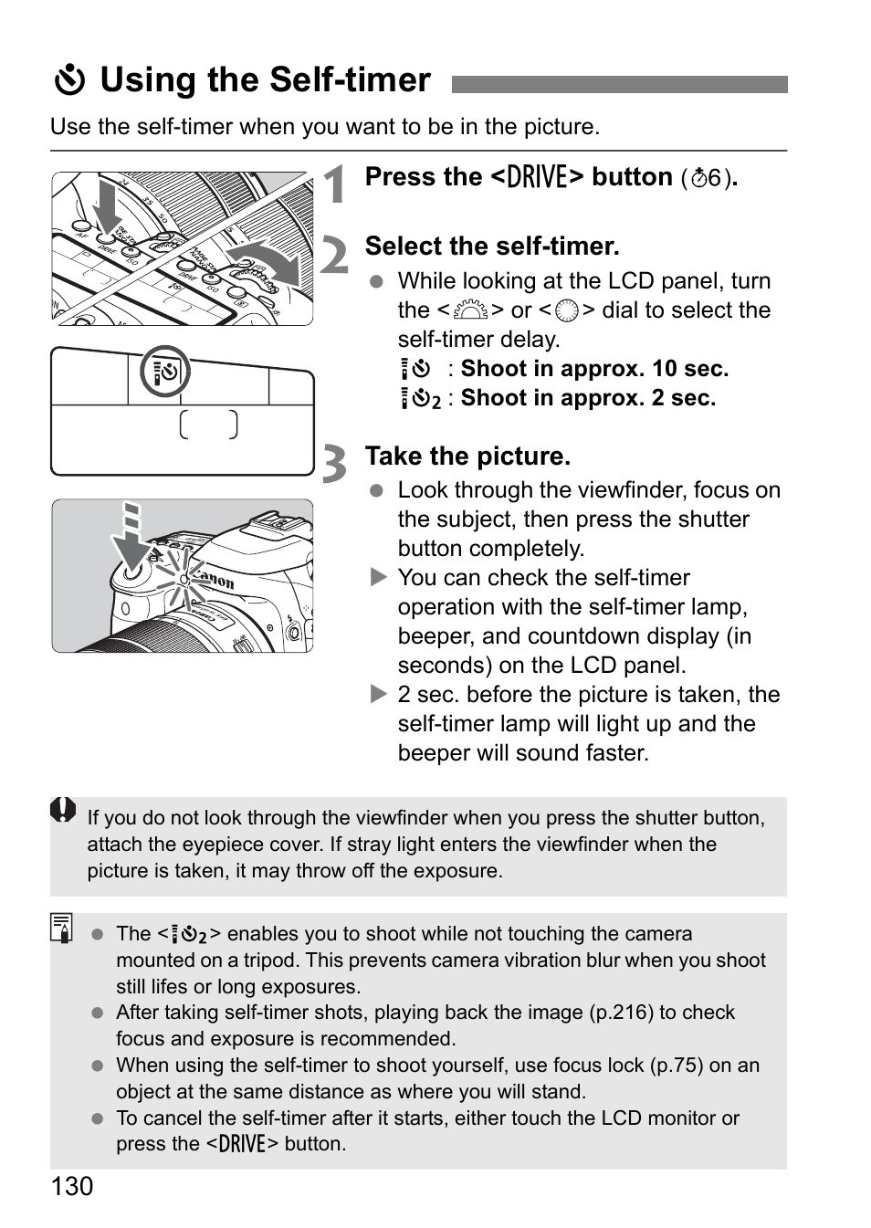 Using the self-timer, Jusing the self-timer | Canon EOS 80D User Manual | Page 132 / 308