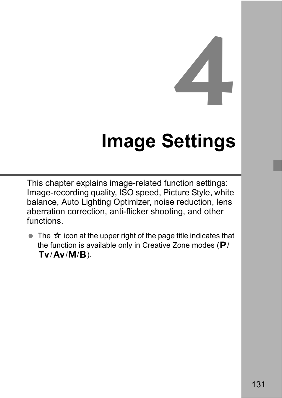 Image settings | Canon EOS 80D User Manual | Page 133 / 308