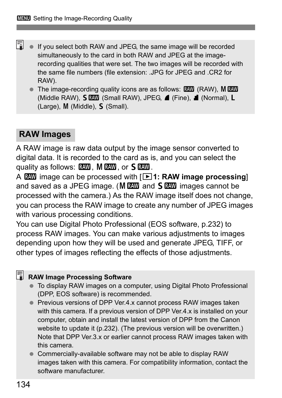 Raw images | Canon EOS 80D User Manual | Page 136 / 308