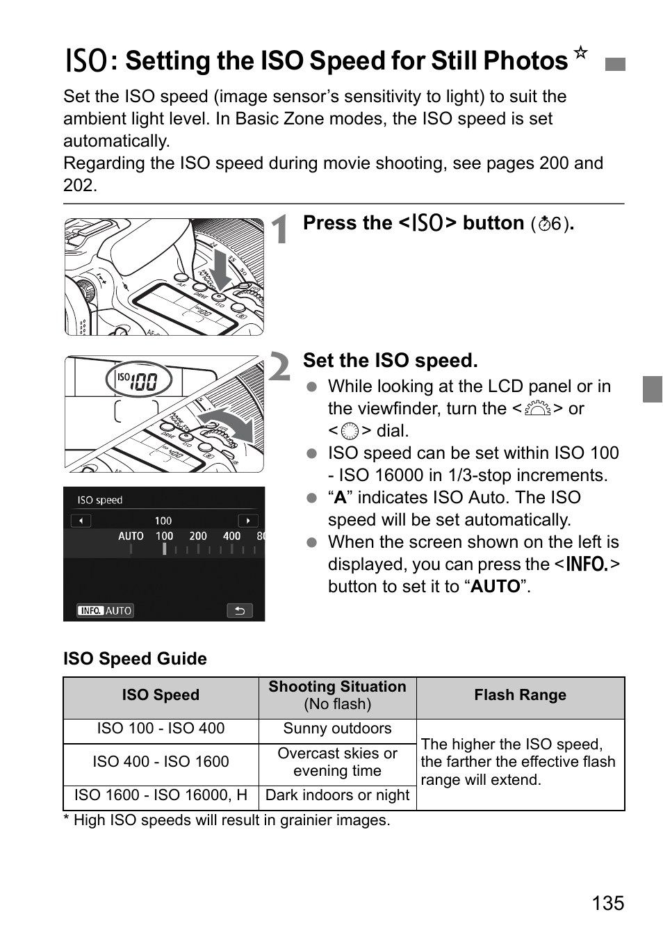 I: setting the iso speed for still photos n | Canon EOS 80D User Manual | Page 137 / 308