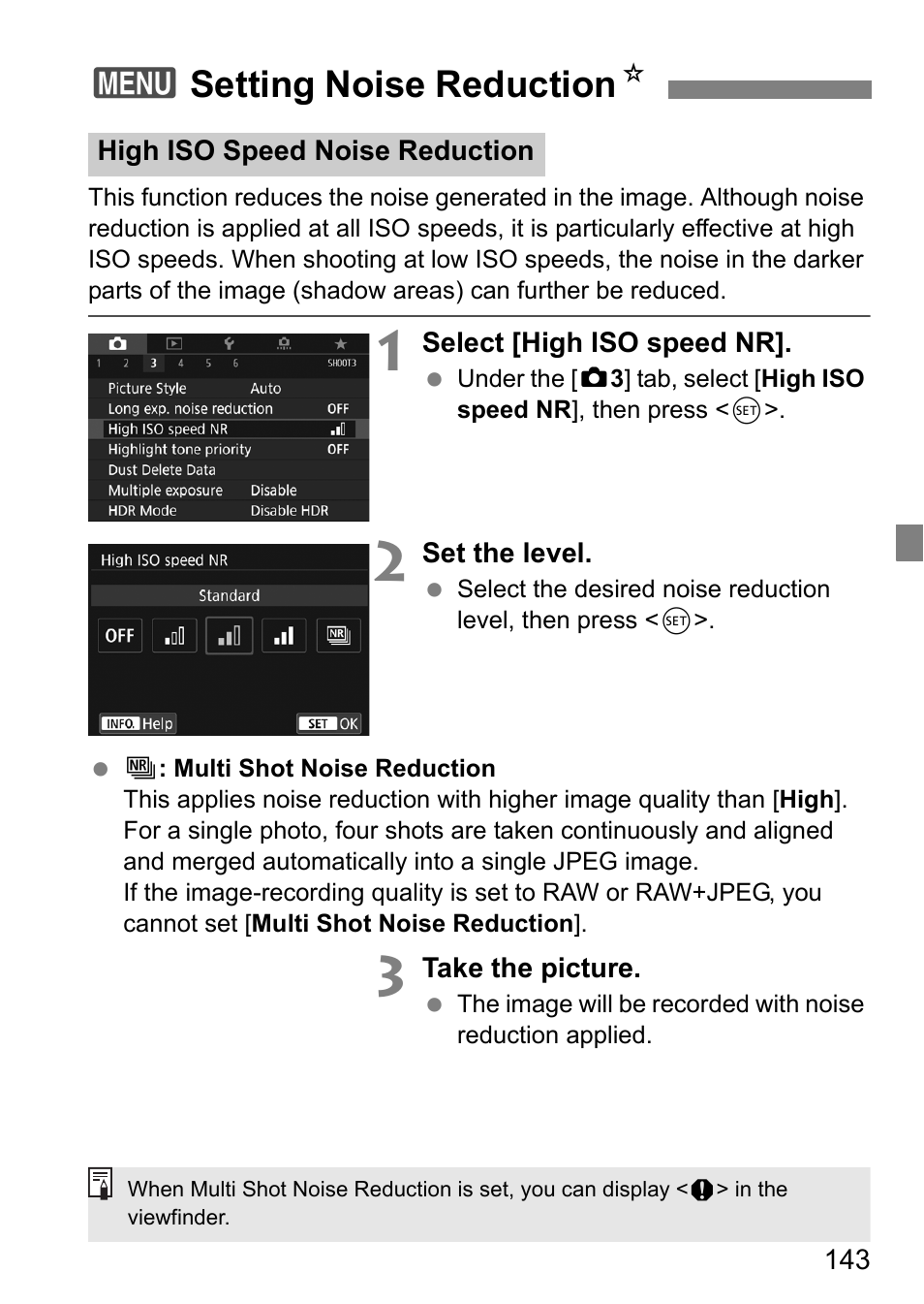 Setting noise reduction, 3setting noise reduction n | Canon EOS 80D User Manual | Page 145 / 308