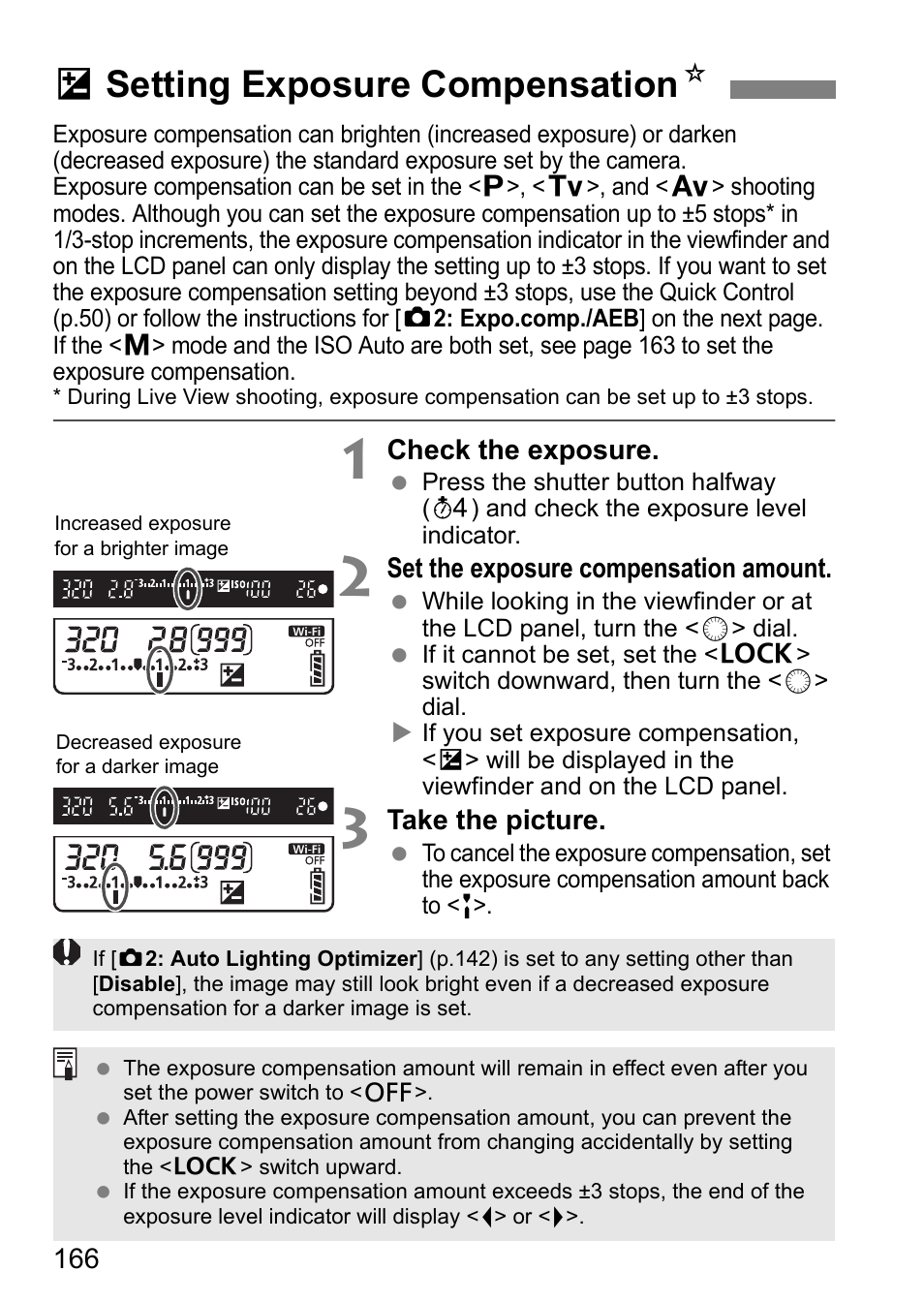 Setting exposure compensation, Osetting exposure compensation n | Canon EOS 80D User Manual | Page 168 / 308