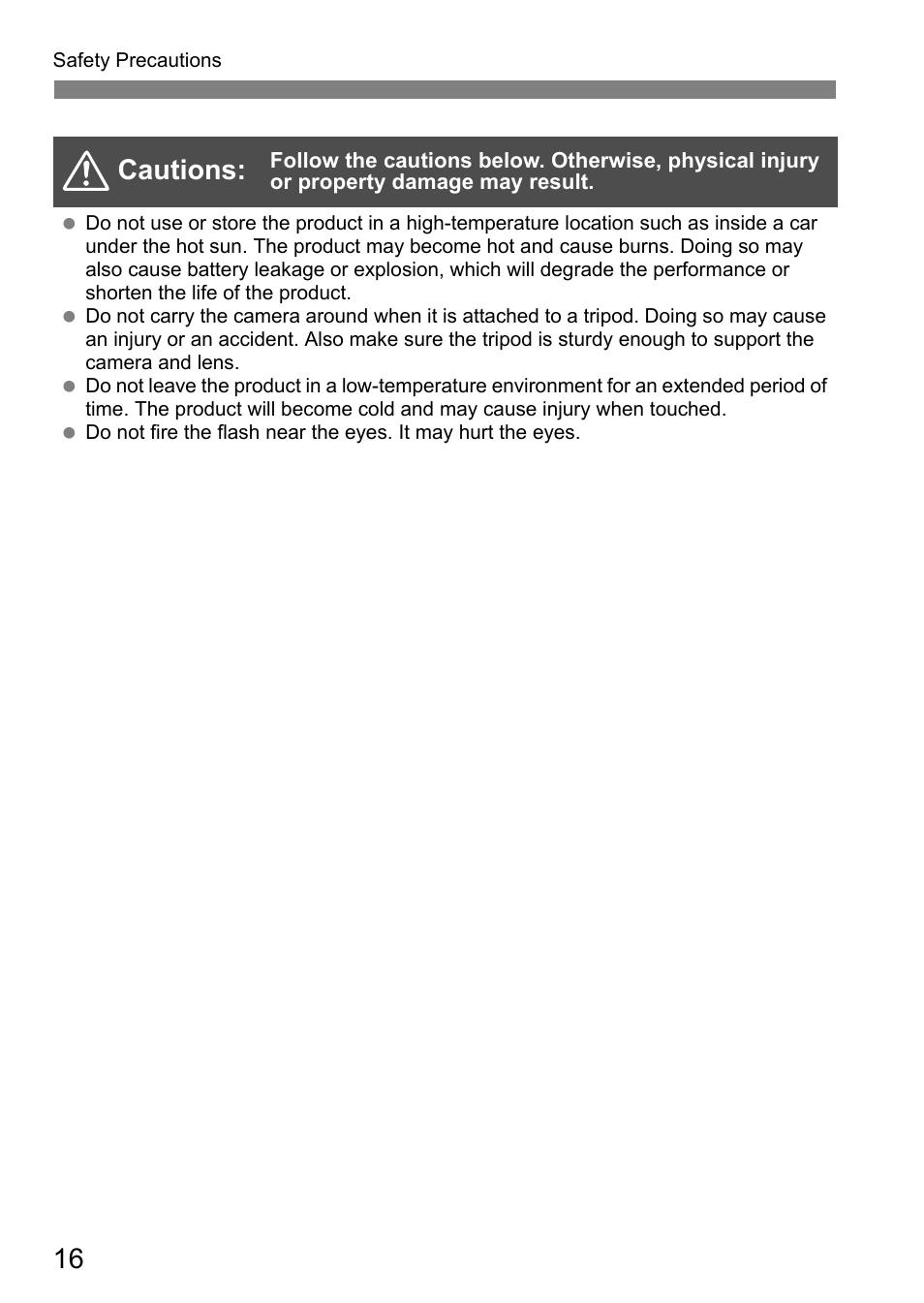 16 cautions | Canon EOS 80D User Manual | Page 18 / 308