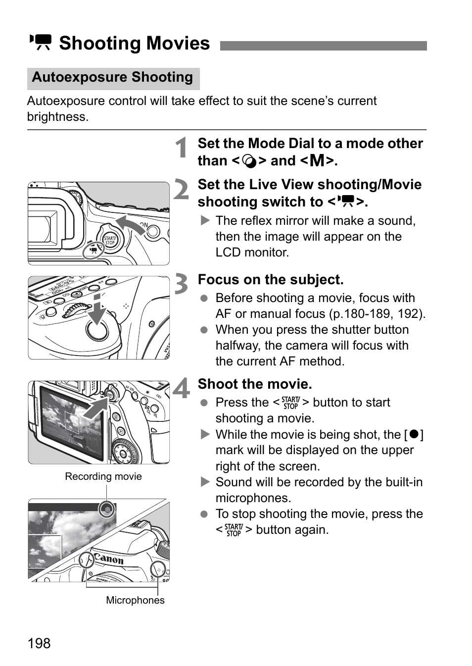 Shooting movies, Kshooting movies | Canon EOS 80D User Manual | Page 200 / 308