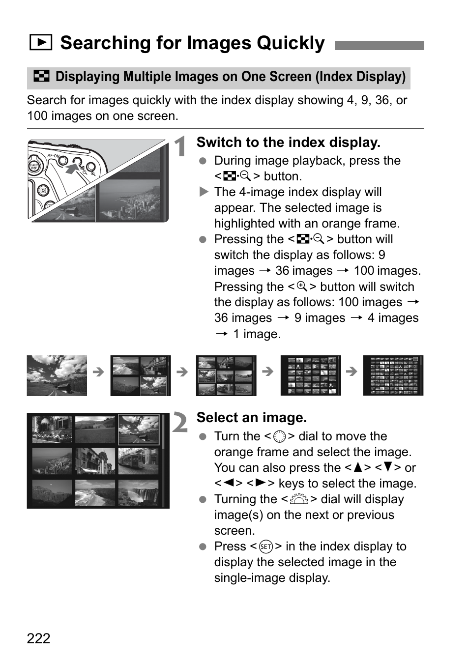 Searching for images quickly, Xsearching for images quickly | Canon EOS 80D User Manual | Page 224 / 308