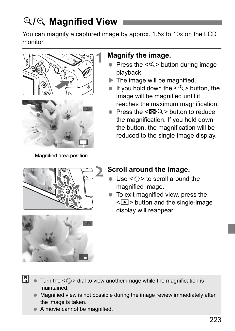 U/ y magnified view | Canon EOS 80D User Manual | Page 225 / 308