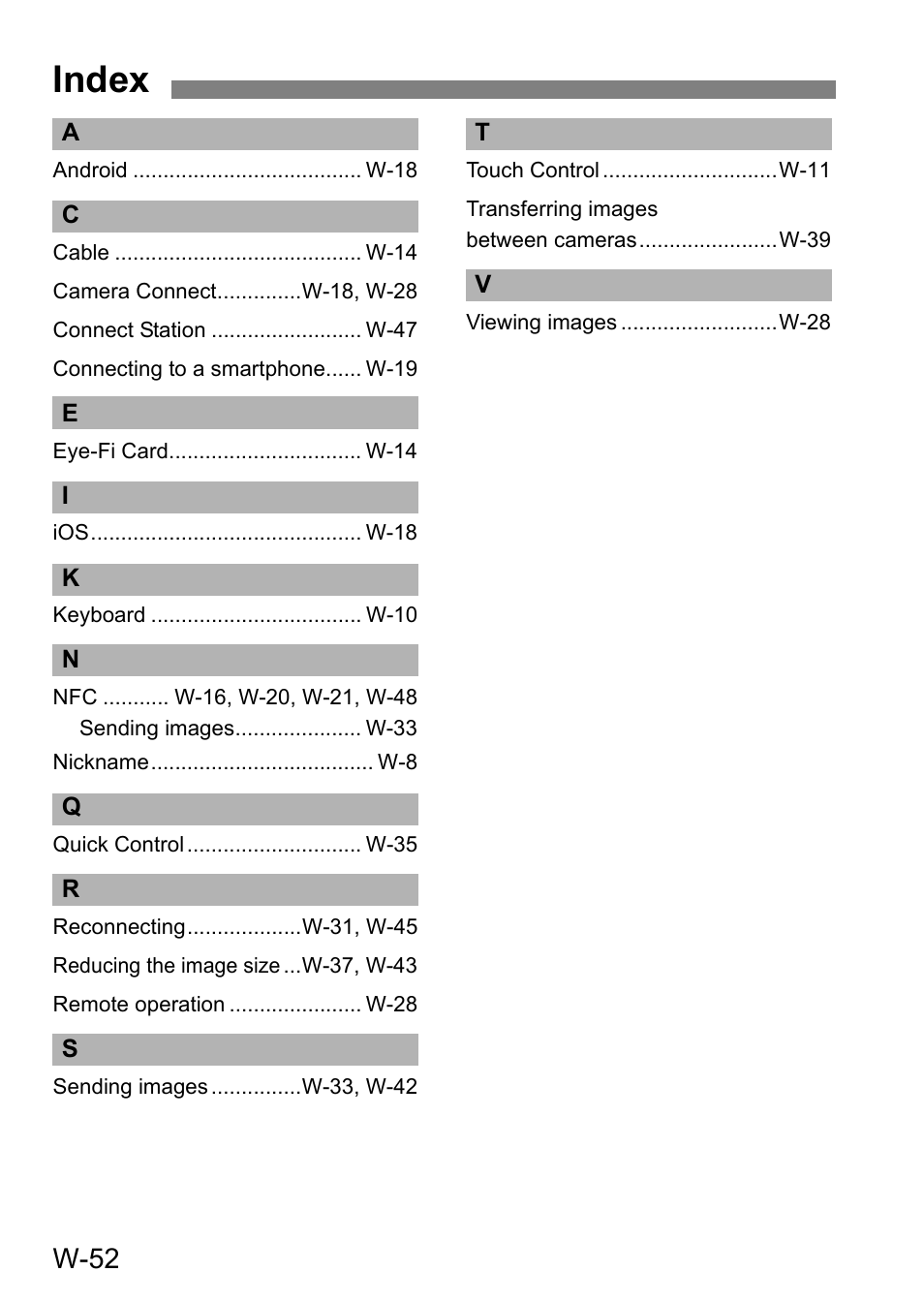 Index, W-52 | Canon EOS 80D User Manual | Page 300 / 308