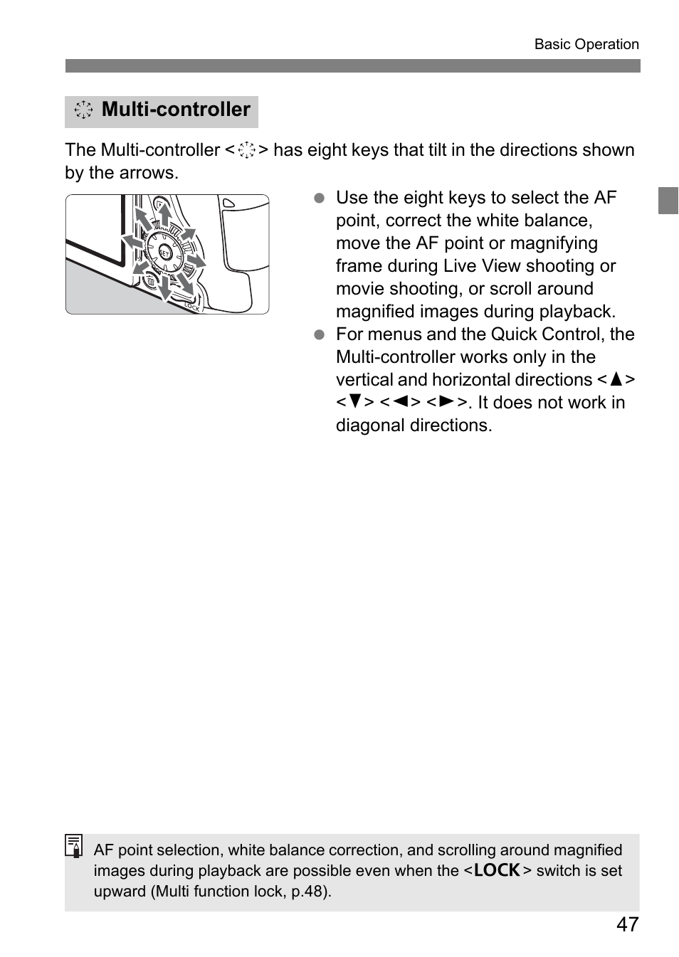Multi-controller | Canon EOS 80D User Manual | Page 49 / 308