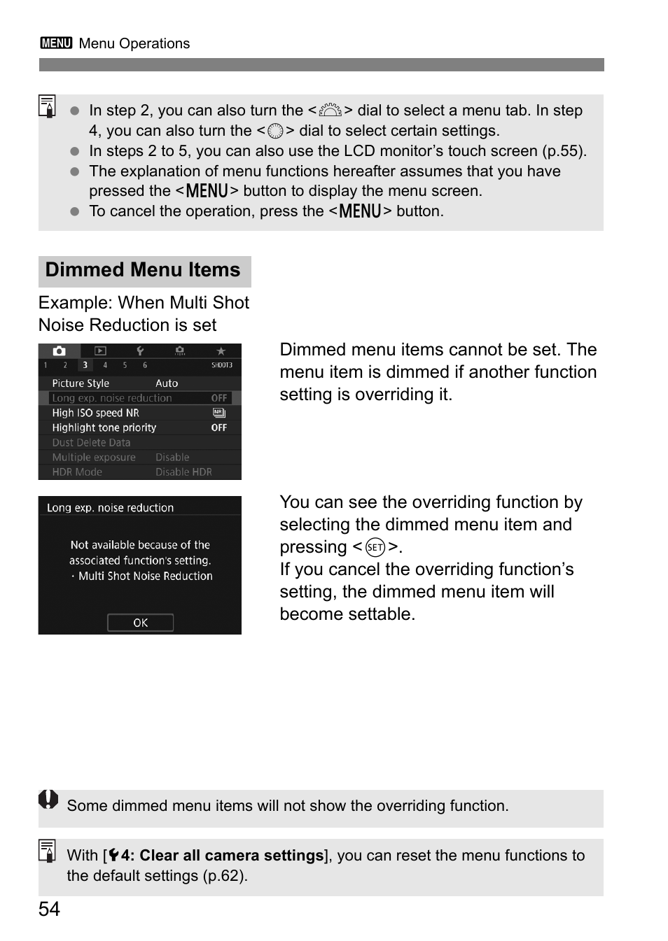 Dimmed menu items | Canon EOS 80D User Manual | Page 56 / 308