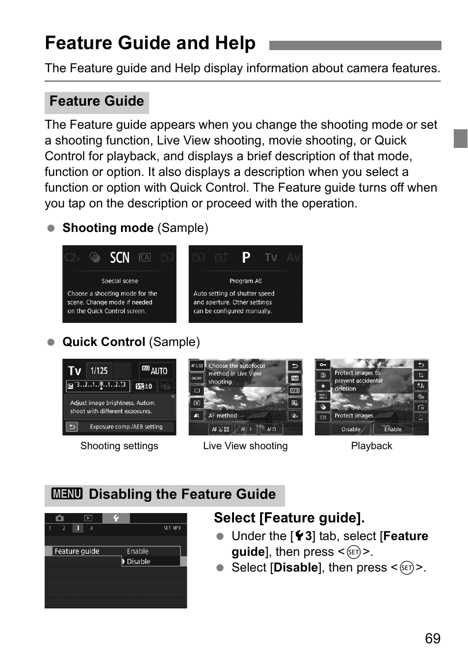 Feature guide and help | Canon EOS 80D User Manual | Page 71 / 308