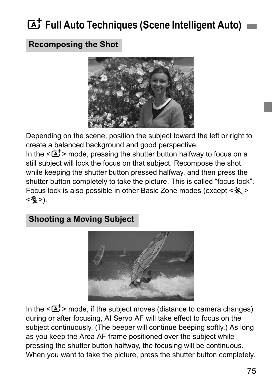 Afull auto techniques (scene intelligent auto) | Canon EOS 80D User Manual | Page 77 / 308