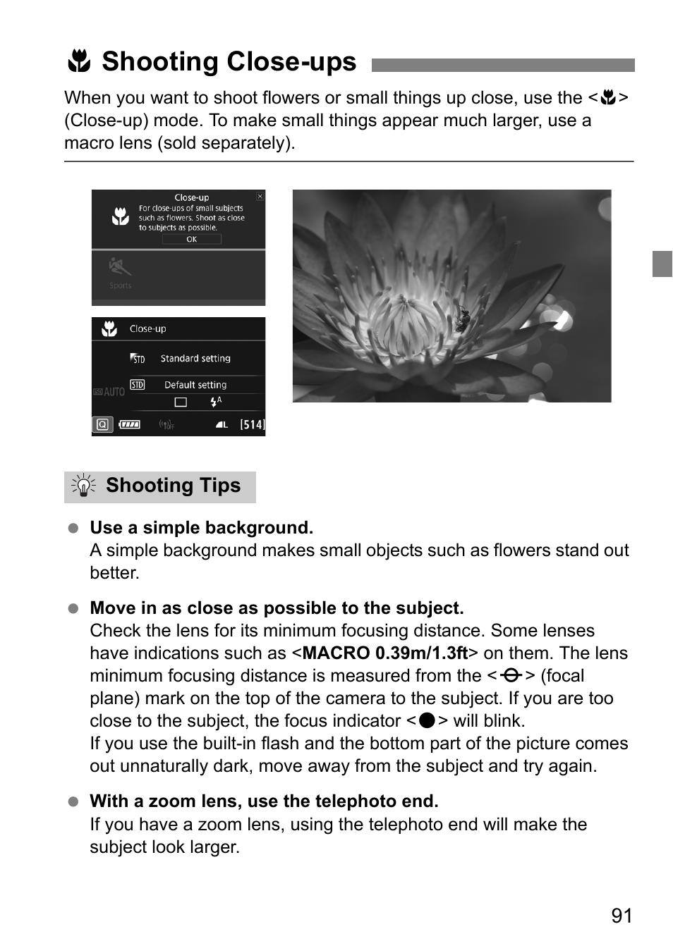 4shooting close-ups | Canon EOS 80D User Manual | Page 93 / 308