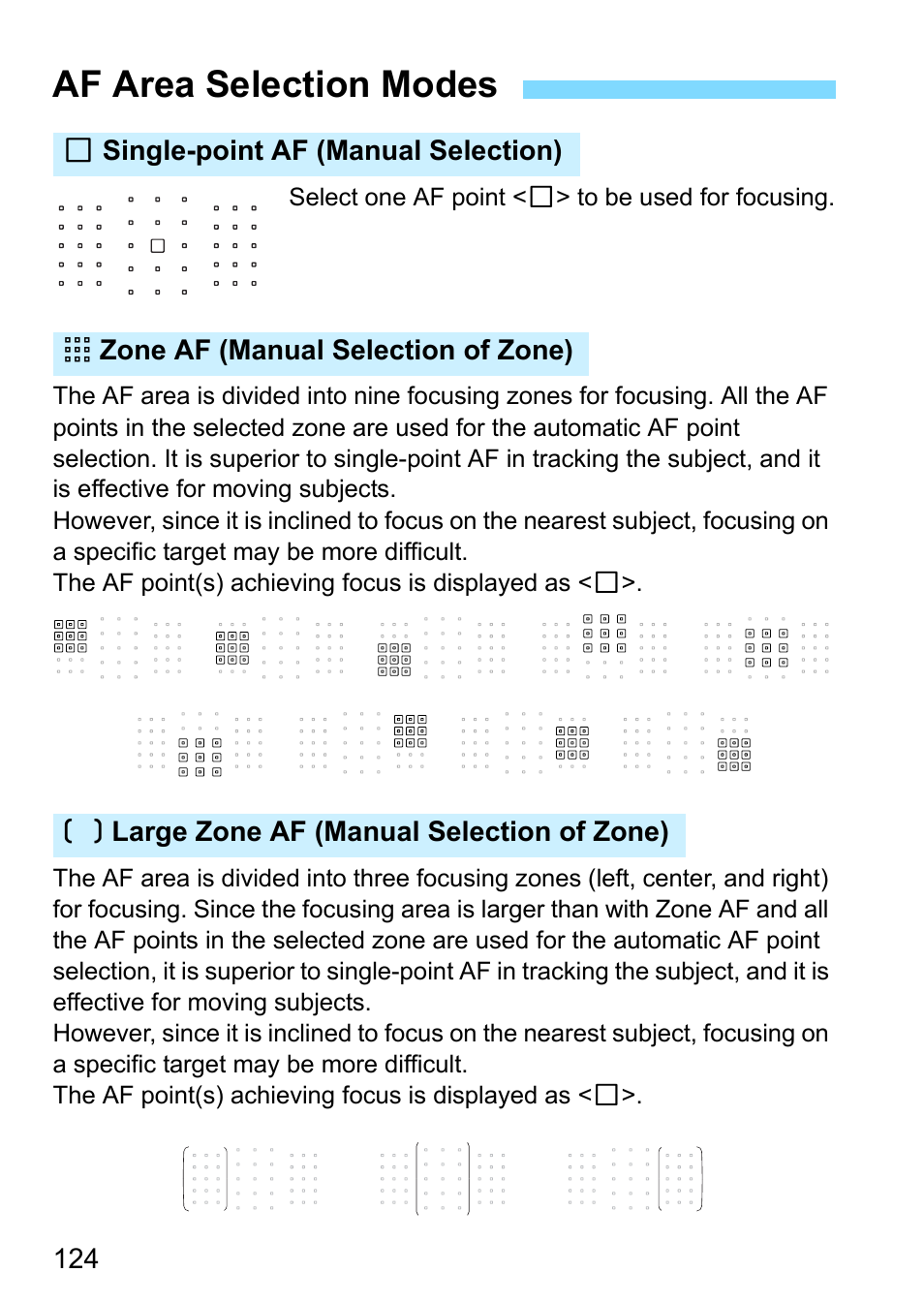 Af area selection modes | Canon EOS 80D User Manual | Page 124 / 526