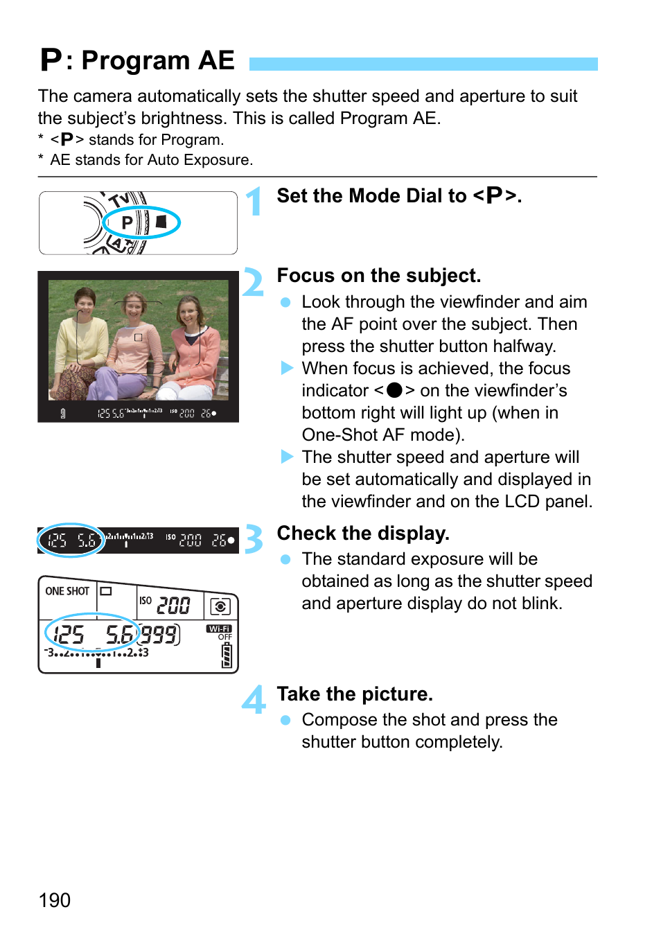 Program ae, D: program ae | Canon EOS 80D User Manual | Page 190 / 526