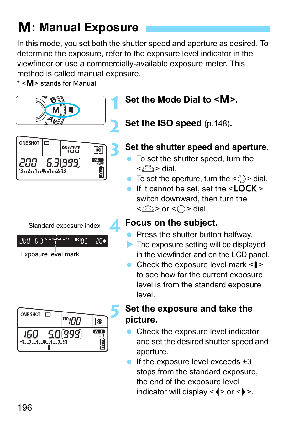 Manual exposure, P.196), A: manual exposure | Canon EOS 80D User Manual | Page 196 / 526