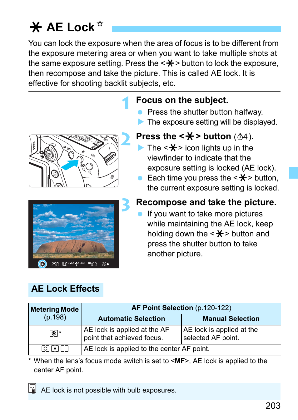 Ae lock, P.203, P.203, 232/35 | P.203), Aae lock n | Canon EOS 80D User Manual | Page 203 / 526