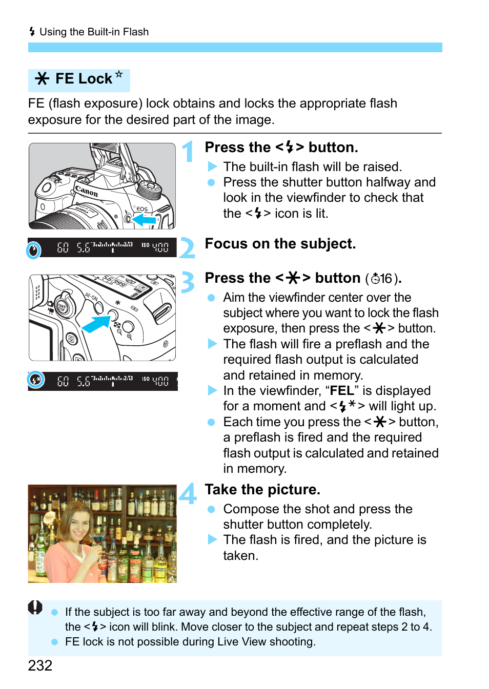 Fe lock (p.232) | Canon EOS 80D User Manual | Page 232 / 526