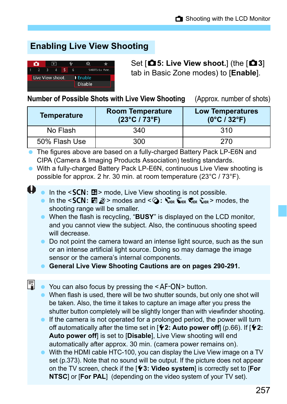 Enabling live view shooting | Canon EOS 80D User Manual | Page 257 / 526