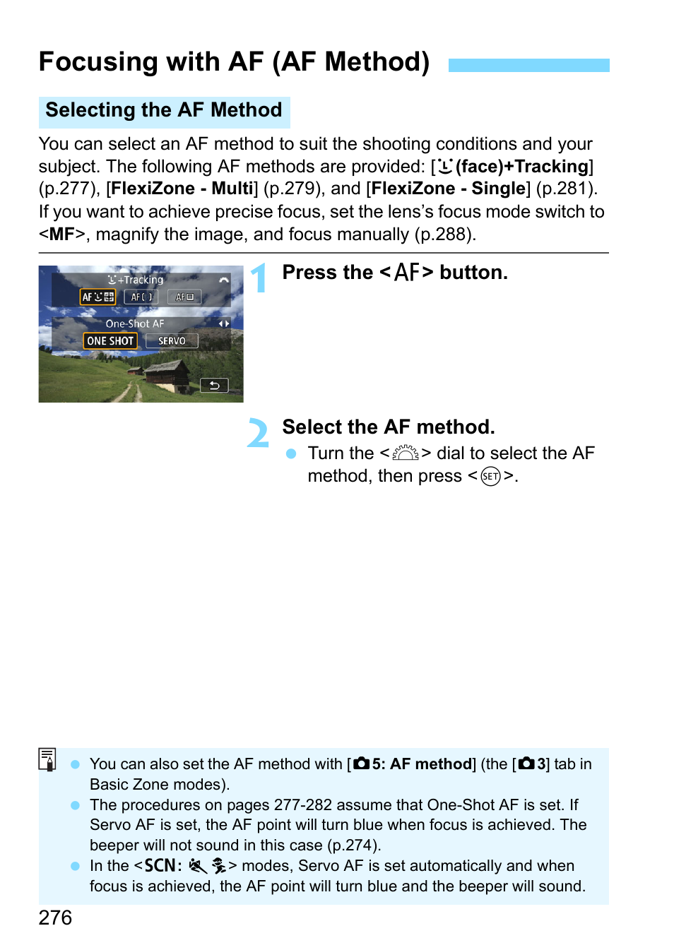 Focusing with af (af method), P.276 | Canon EOS 80D User Manual | Page 276 / 526