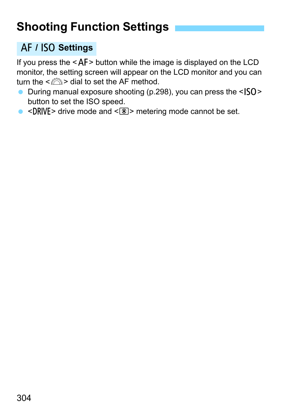 Shooting function settings | Canon EOS 80D User Manual | Page 304 / 526