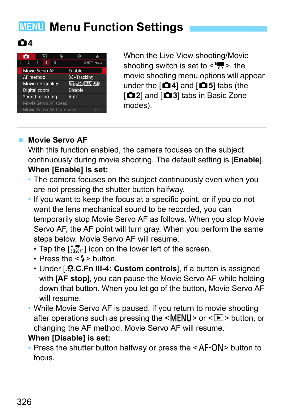 Menu function settings, P.326, 3menu function settings | Canon EOS 80D User Manual | Page 326 / 526
