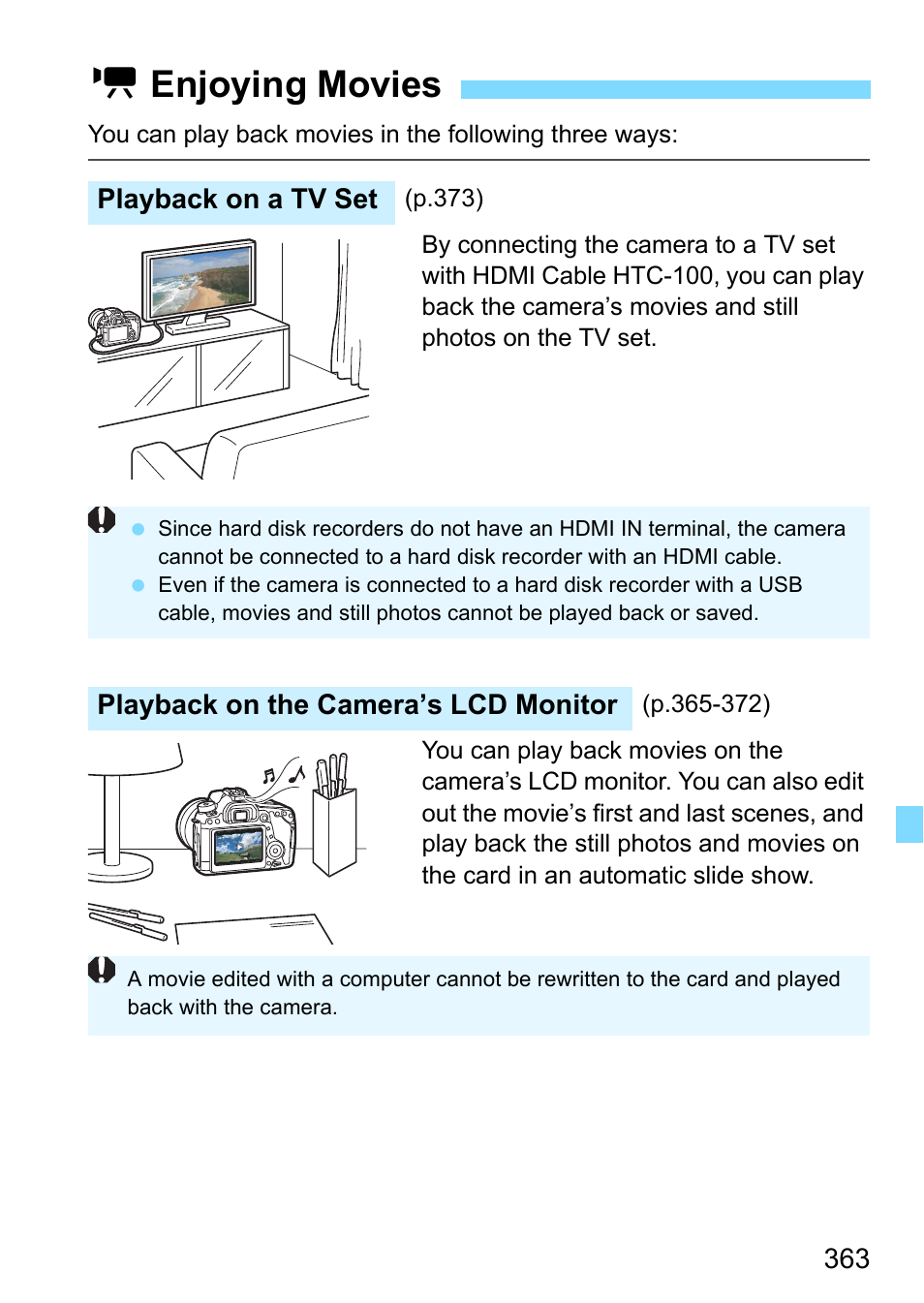 Enjoying movies, Kenjoying movies | Canon EOS 80D User Manual | Page 363 / 526