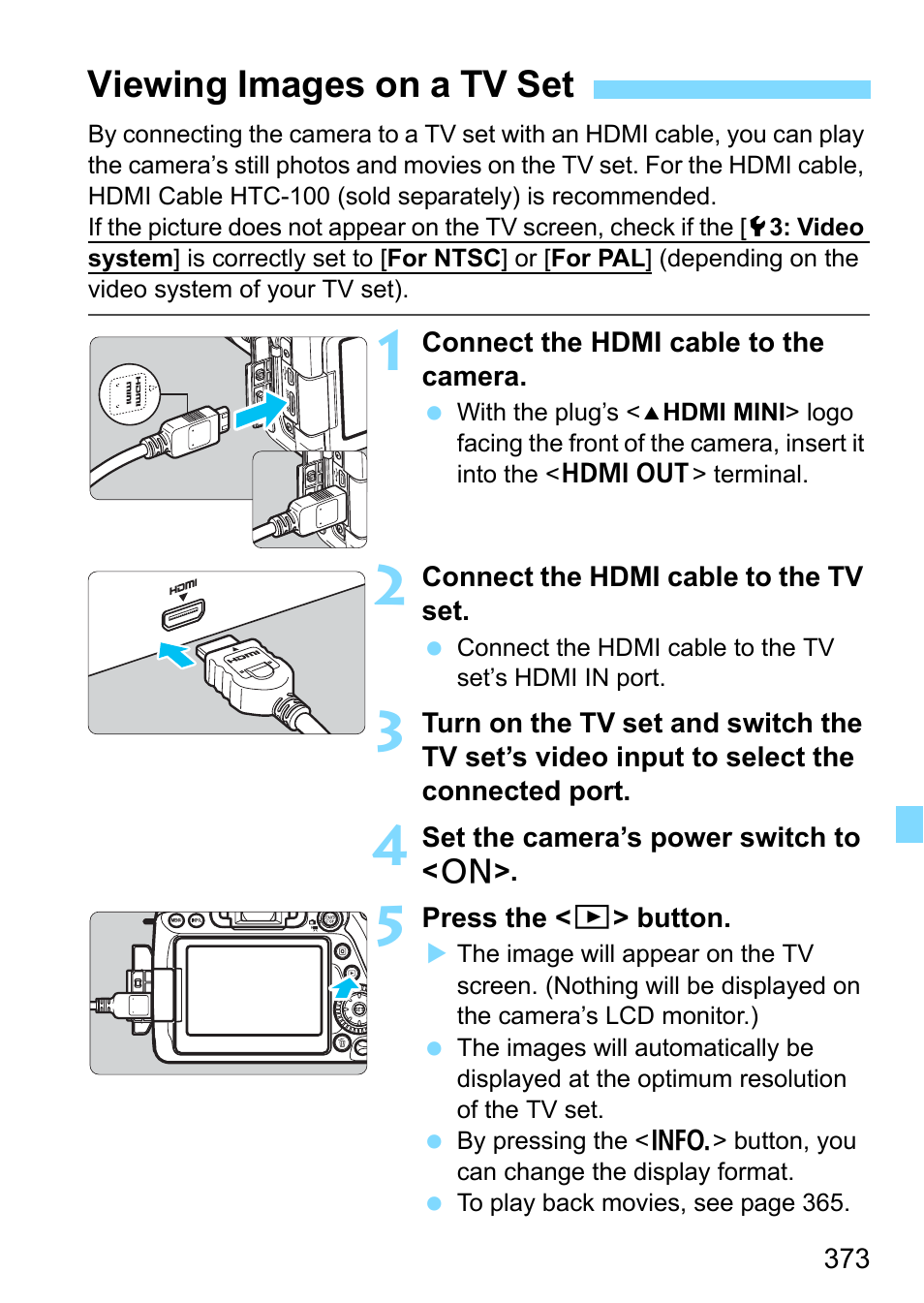 Viewing images on a tv set, Ack a movie (p.373 | Canon EOS 80D User Manual | Page 373 / 526