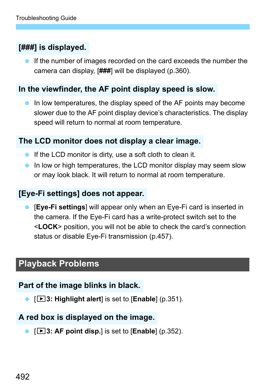 Playback problems | Canon EOS 80D User Manual | Page 492 / 526