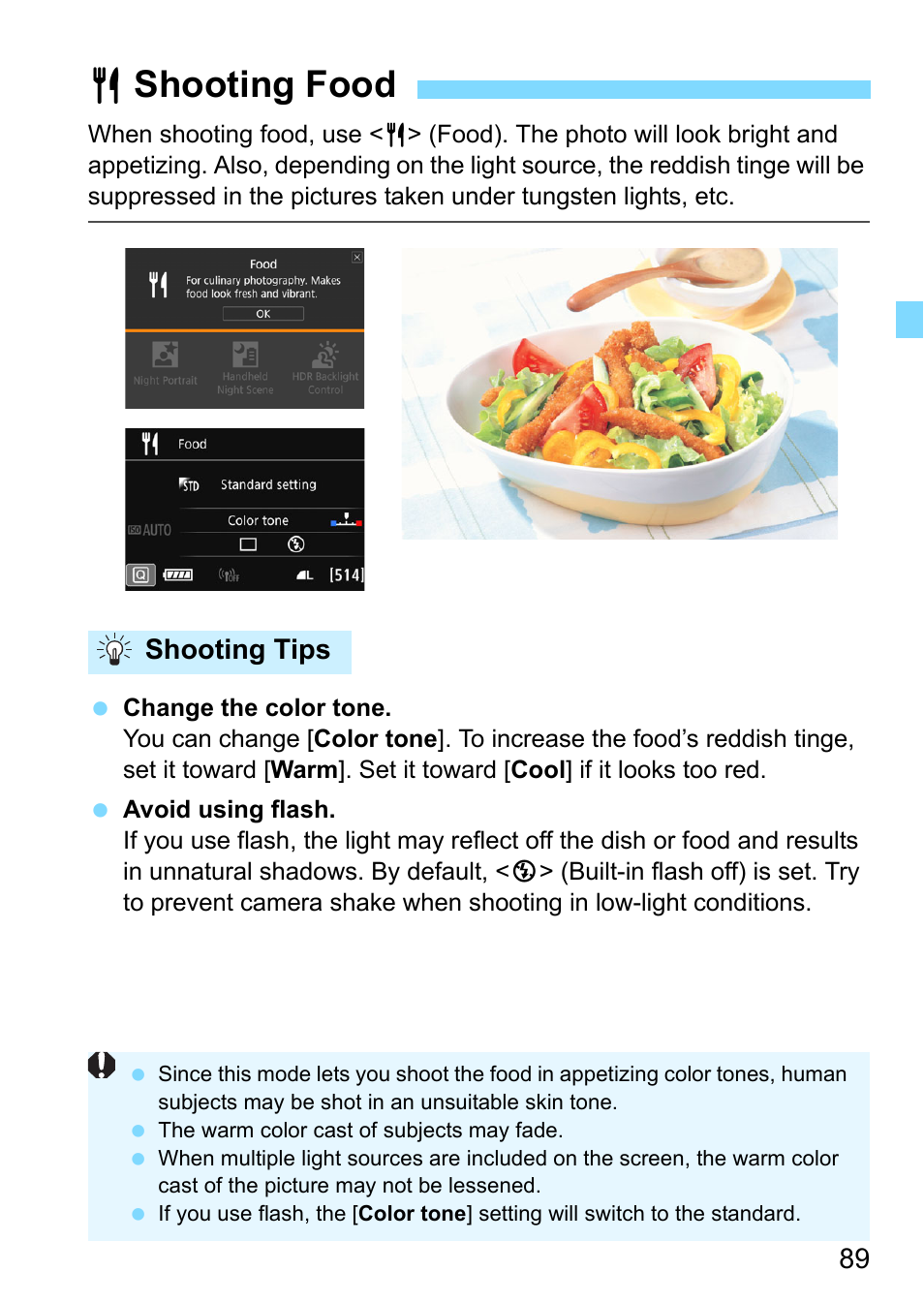 Shooting food, Food (p.89), P.89 | Pshooting food | Canon EOS 80D User Manual | Page 89 / 526