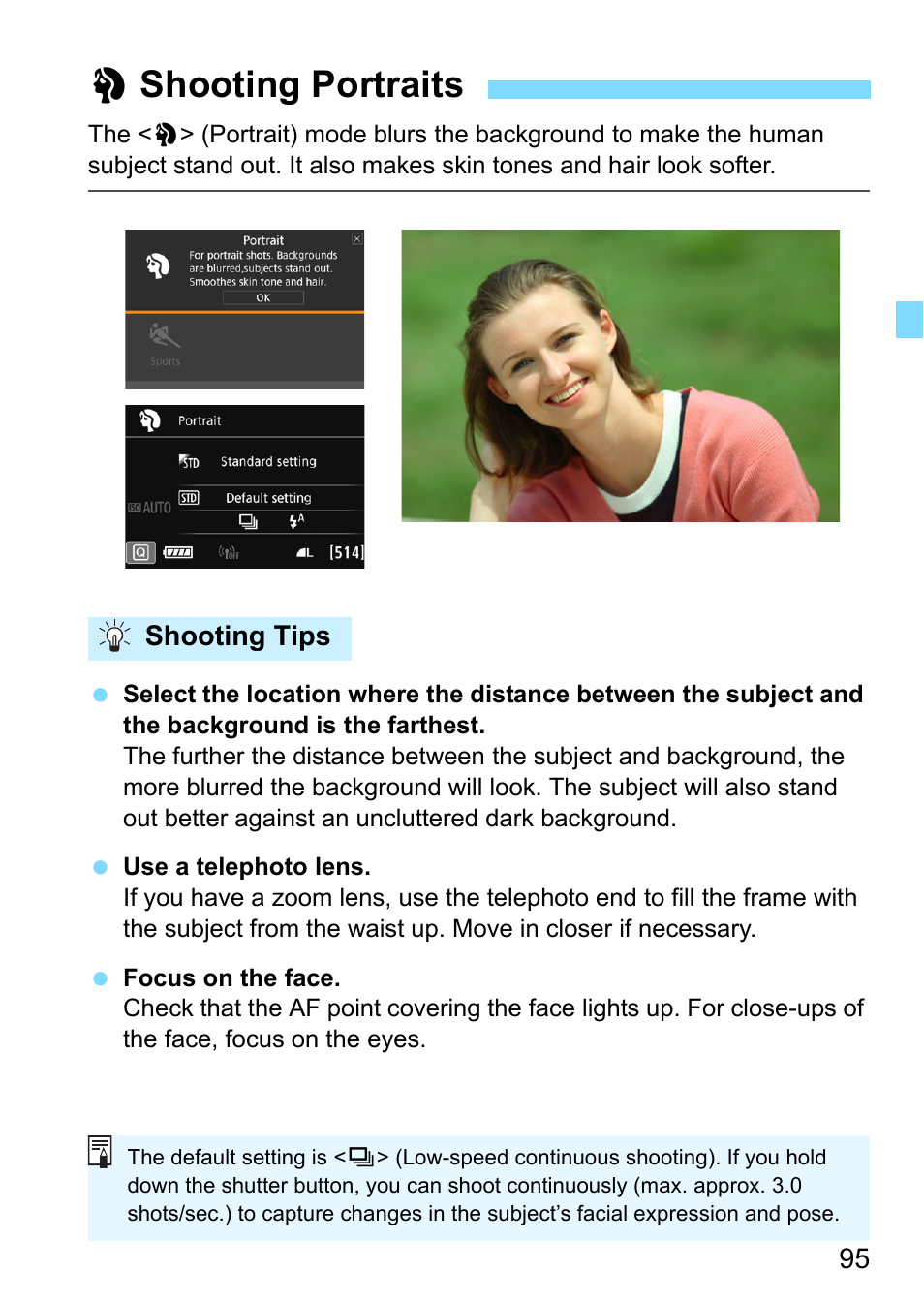Shooting portraits, P.95), P.95 | 2shooting portraits | Canon EOS 80D User Manual | Page 95 / 526