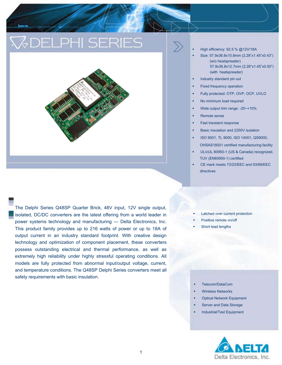 Delta Electronics Q48SP User Manual | 14 pages