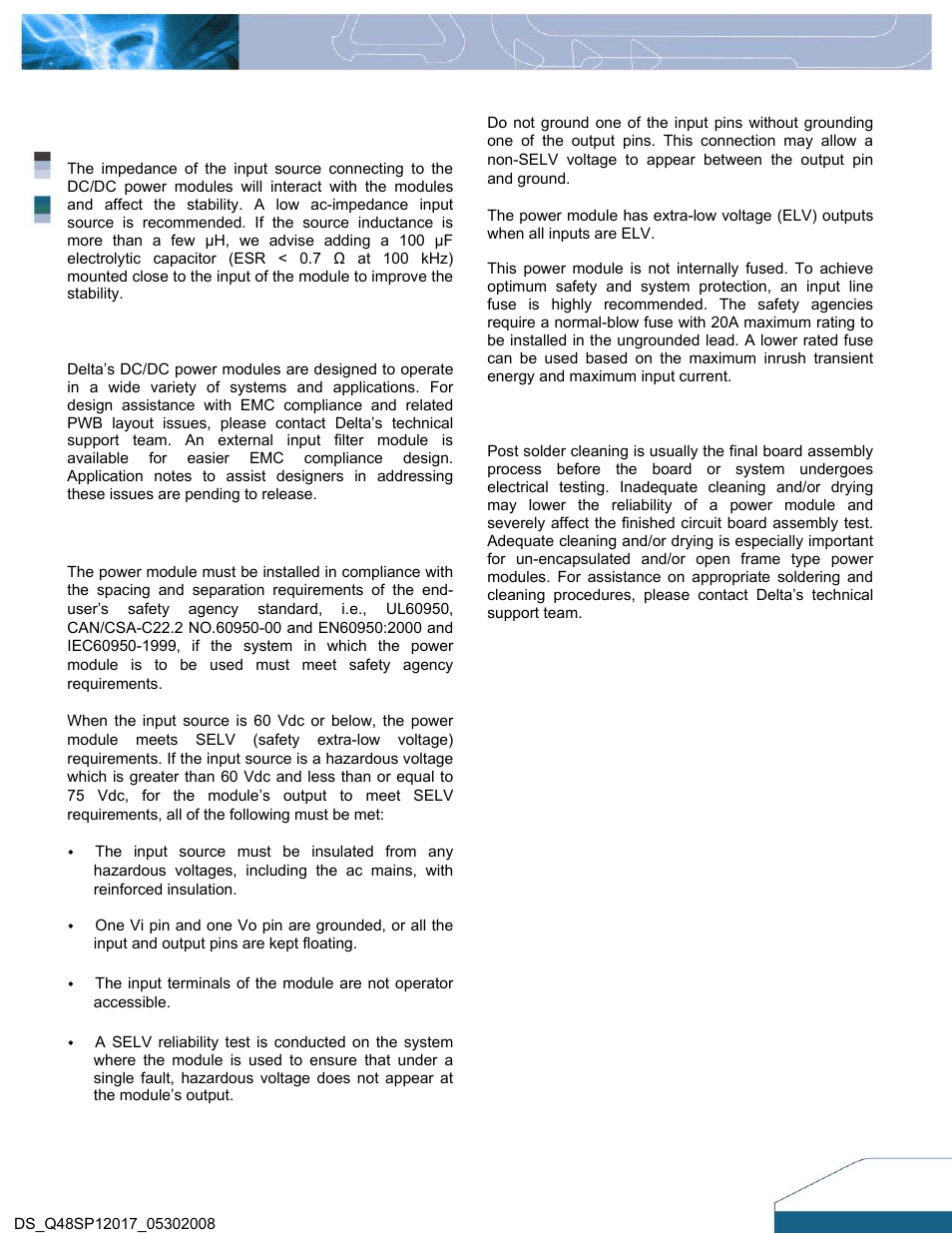 Design considerations | Delta Electronics Q48SP User Manual | Page 7 / 14