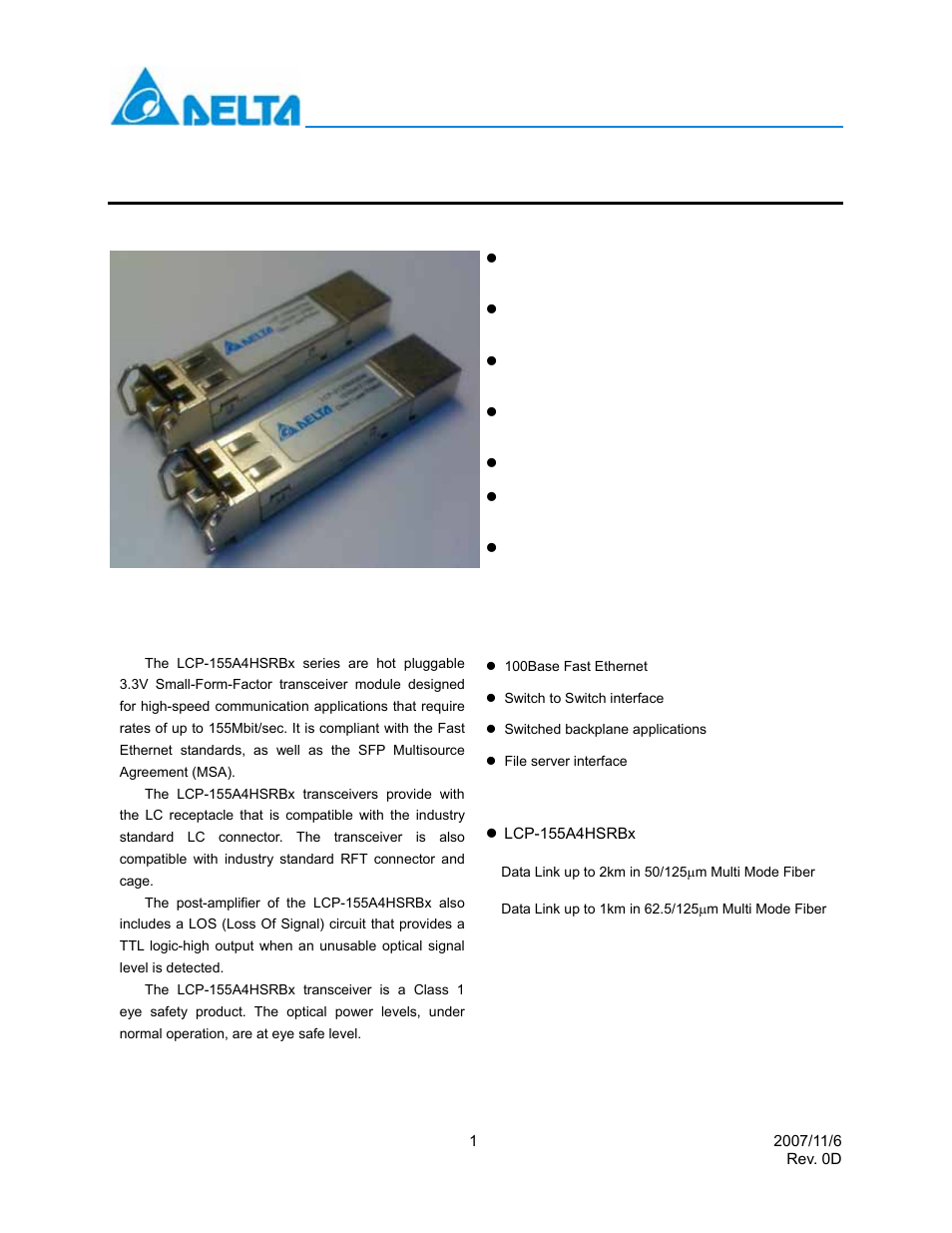 Delta Electronics LCP-155A4HSRBx User Manual | 12 pages