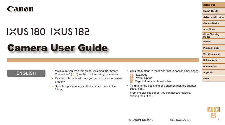 Canon IXUS 180 User Manual | 143 pages