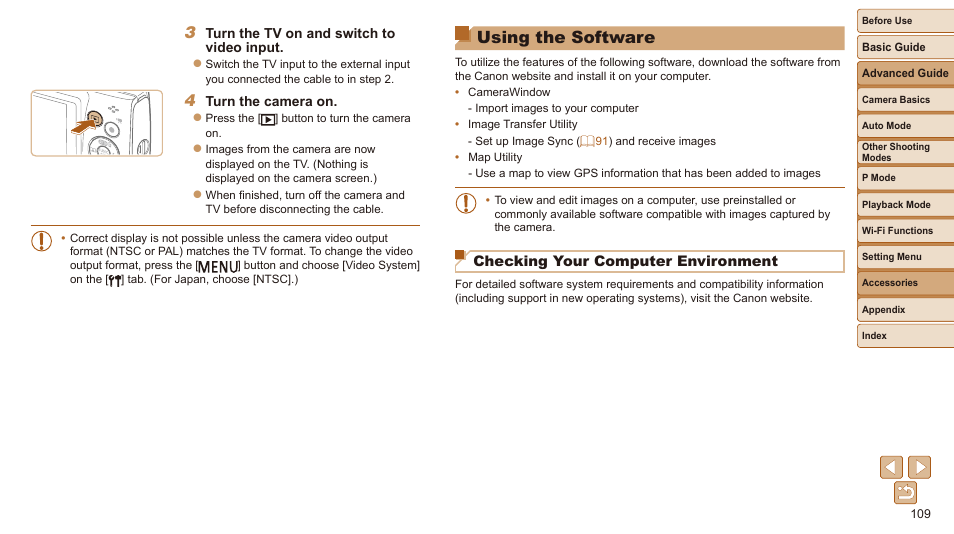 Using the software, Checking your computer environment | Canon IXUS 180 User Manual | Page 109 / 143