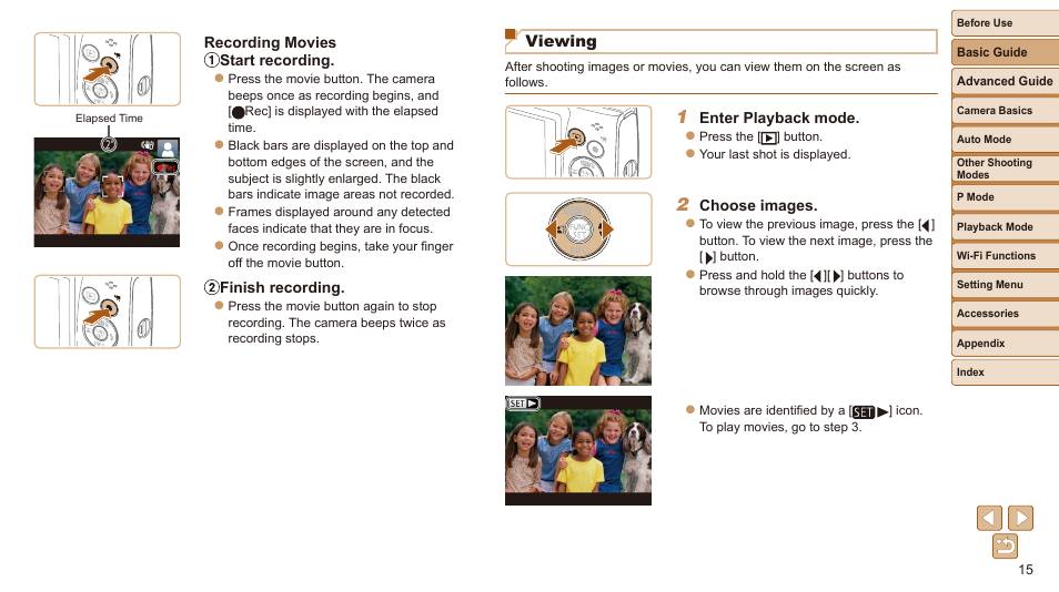 Viewing | Canon IXUS 180 User Manual | Page 15 / 143