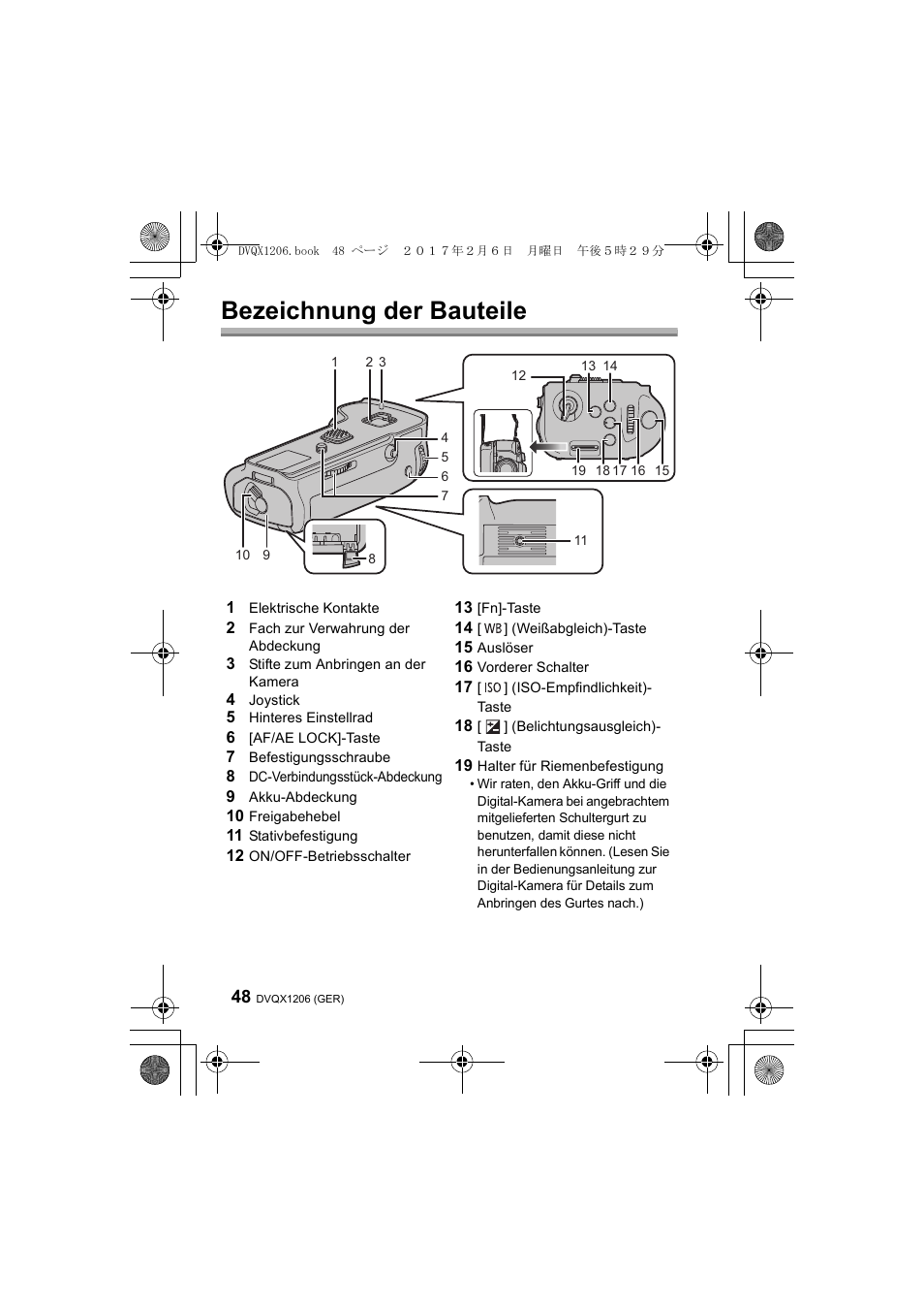 Bezeichnung der bauteile | Panasonic Lumix GH5 User Manual | Page 48 / 132